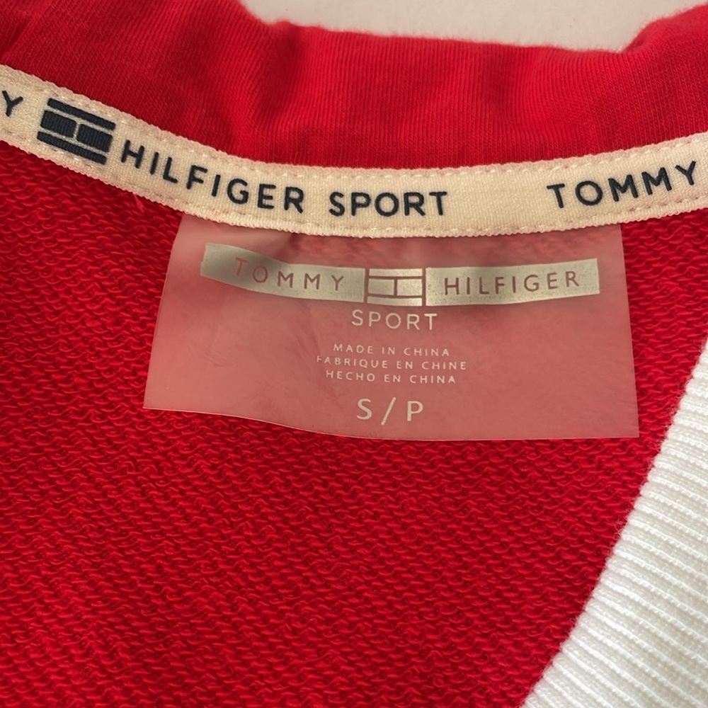 Tommy Hilfiger sport red hooded vest style top V-neck size small - Picture 7 of 7